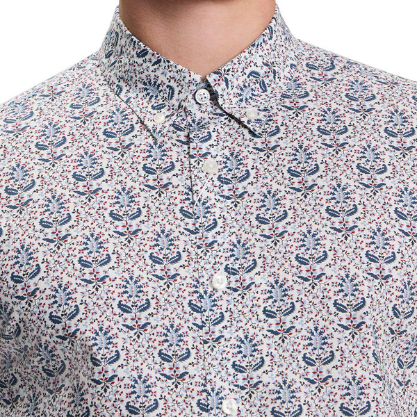 Ben Sherman 60s Mod Intricate Floral Print Shirt Snow White - Collar Detail