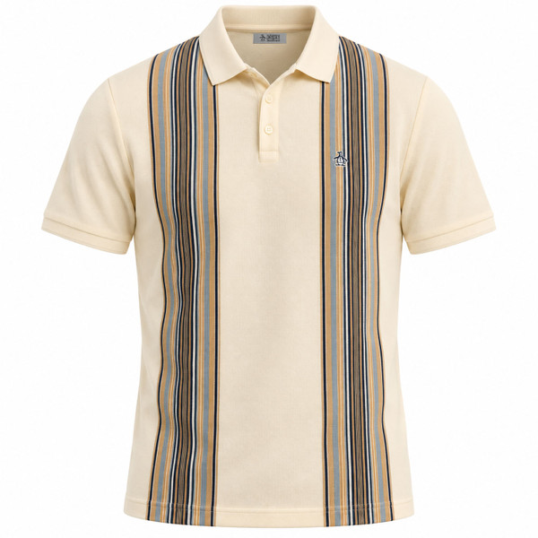 Original Penguin Raised Ottoman Vertical Stripe Polo Shirt in Birch