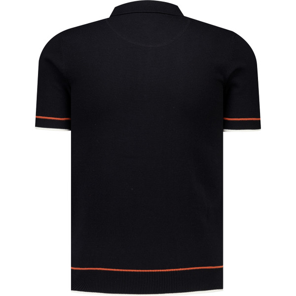 Trojan Mens Retro Racing Stripe Popcorn Knit Polo T-Shirt in Black