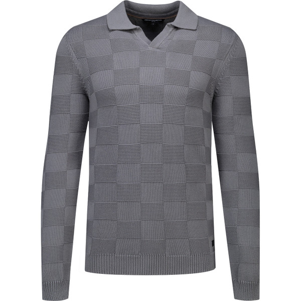 French Connection Mens Box Stitch Trophy Neck Polo Sweater in Gargoyle Green