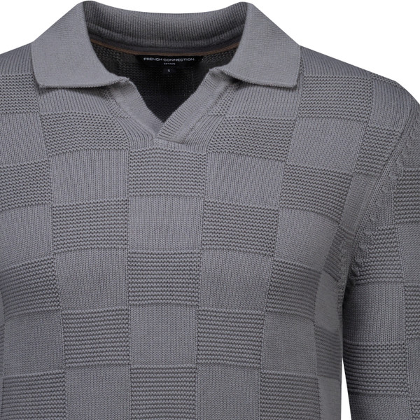 French Connection Mens Box Stitch Trophy Neck Polo Sweater in Gargoyle Green