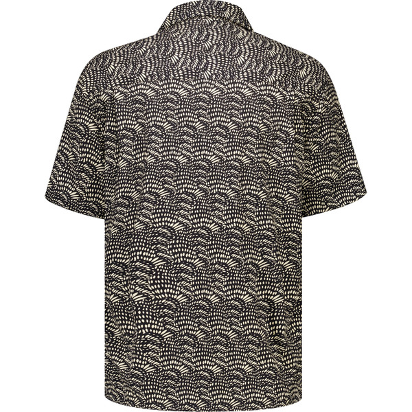 French Connection Mens Geo Print Revere Collar Short Sleeve Shirt in Black and Sand
