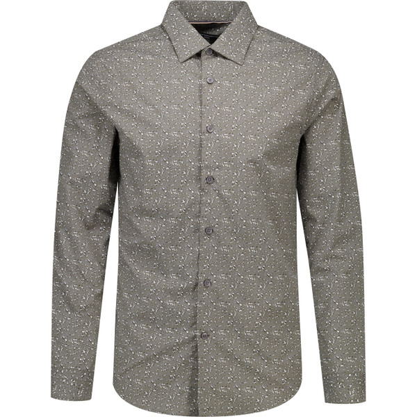 French Connection Mens Micro Leaf Print Regular Fit Long Sleeve Shirt in Green