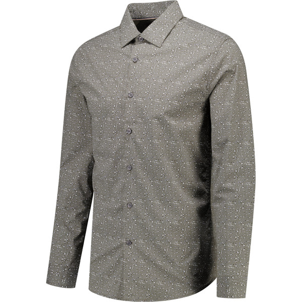 French Connection Mens Micro Leaf Print Regular Fit Long Sleeve Shirt in Green