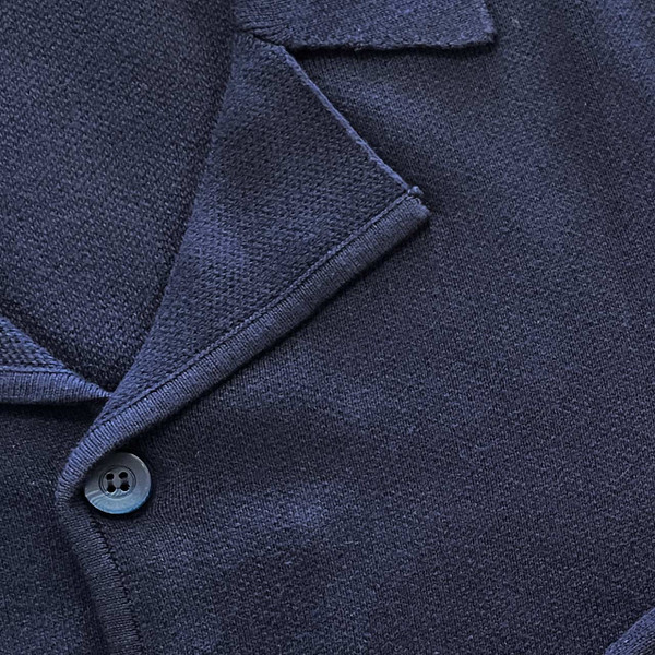 Madcap England Lane Navy Knitted Blazer Knitted Lapel Close Up