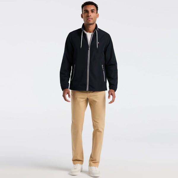 Model Wearing Original Penguin Icons Ratner Lined Jacket In Dark Sapphire - Front full length shot