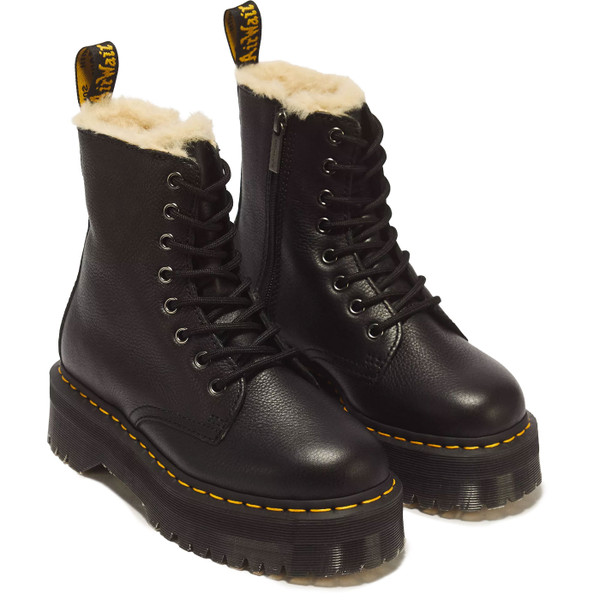 Pair of Dr Martens Jadon Faux Fur Lined Leather Retro Platform Boots in Black