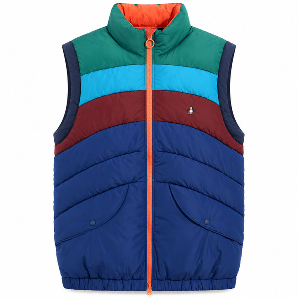 Original Penguin Icons Colourblock Quilted Gilet in Blue Depths