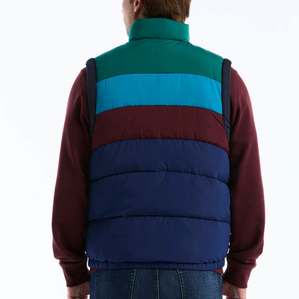 Back of Original Penguin Icons Colourblock Quilted Gilet in Blue Depths
