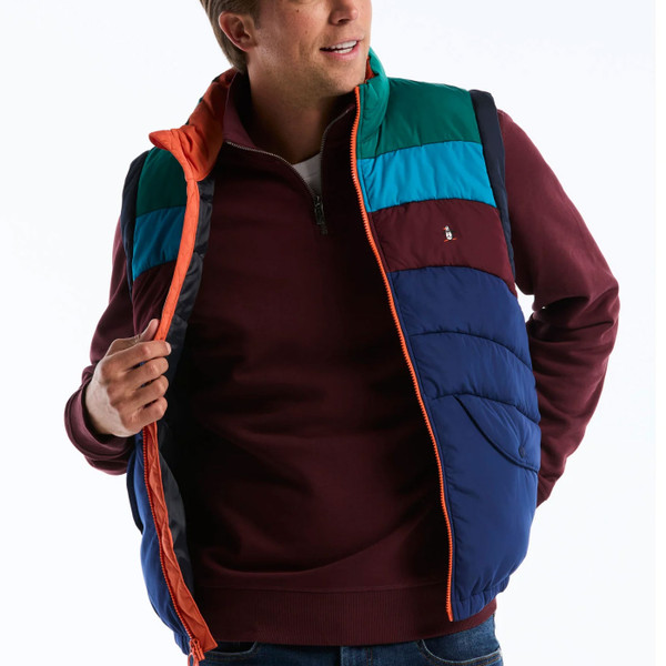 Unzipped Original Penguin Icons Colourblock Quilted Gilet in Blue Depths