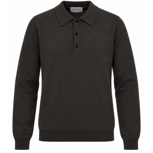 John Smedley Caverhill Extra Fine Merino Wool Polo Shirt in Faulkner Brown