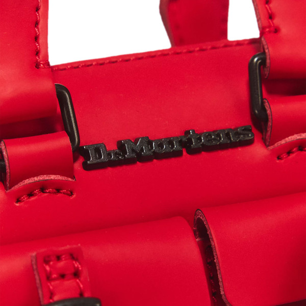 Logo on Dr Martens Mini Top Handle and Crossbody Kiev Leather Bag in Red