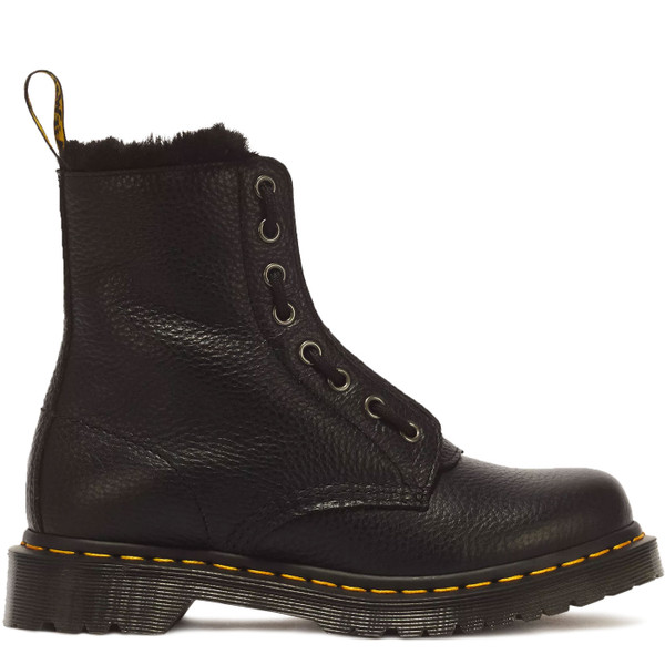 Dr Martens Women's 1460 Serena Zip 8 Eye Milled Nappa Leather Boots in Black - Side on