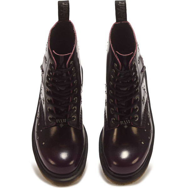 Dr Martens 1460 Pascal Whimsigoth Arcadia Leather & Velvet Boots in Purple - Pair of boots