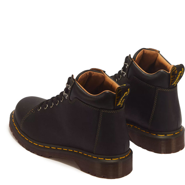 Pair of Dr Martens 939 Hiker Men's Republic WP Leather Boots in Black - Behind at angle