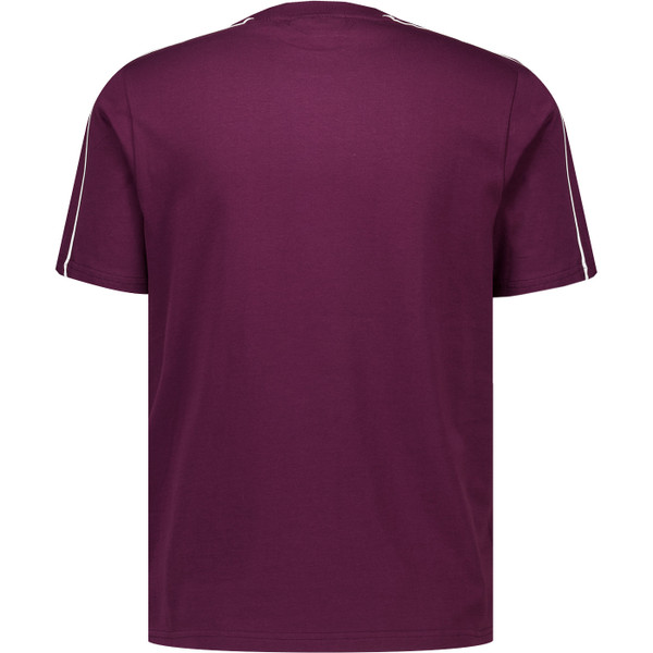 Sergio Tacchini Mens Santis Raised Logo Crew Neck Contrast Sleeve Piping T-Shirt in Fig and Gardenia