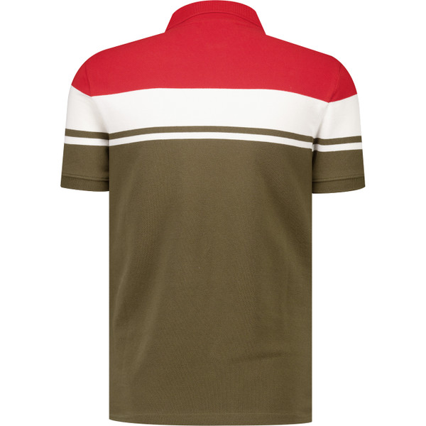 Sergio Tacchini Mens Young Line Retro 80s McEnroe Polo T-Shirt in Adrenaline Rush/Gardenia/Dark Olive
