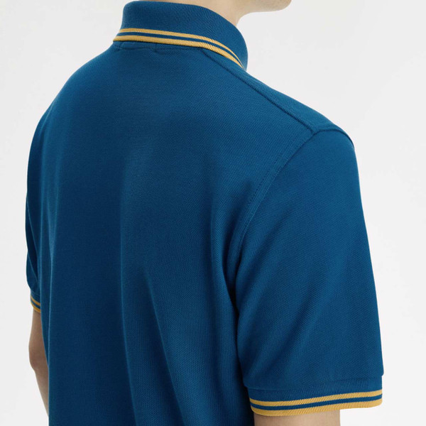 Fred Perry M12 Made in England Pique Tennis Polo Shirt Royal Blue - Back Collar
