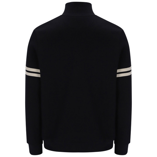 Back of Sergio Tacchini Orion Retro 1/4 Zip Piped Fleece Back Sweatshirt in Black