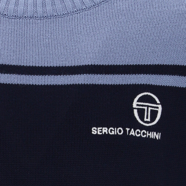 Badge on Sergio Tacchini New Young Line Knitted Ski Jumper in Navy/Blue