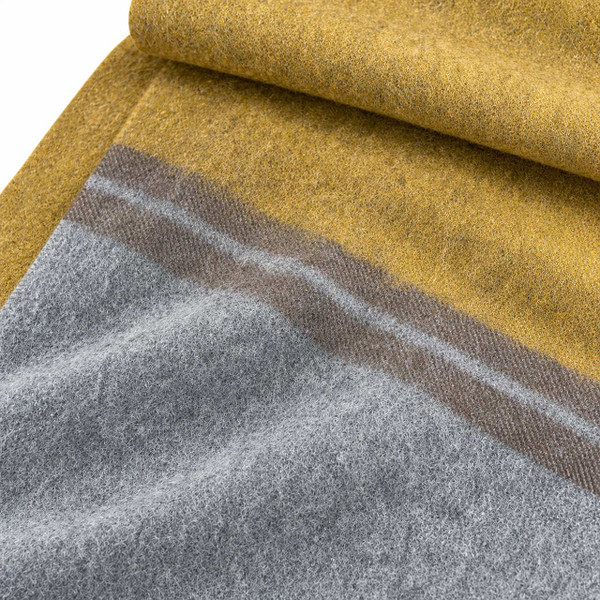 Failsworth Two Tone Colour Block Lambswool Stripe Scarf Mustard - Stripe Detail