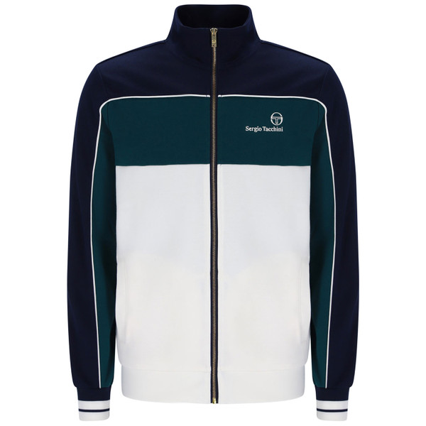 Sergio Tacchini Men's Spiga Colour Block Track Top in White/Navy/Deep Teal
