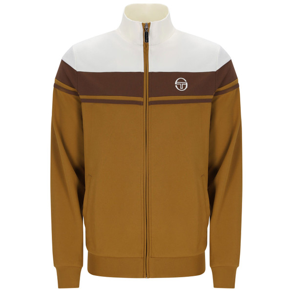 Sergio Tacchini Damarindo Retro 80s Track Jacket in Golden Brown/White
