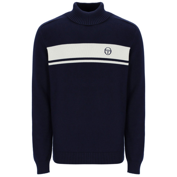 Sergio Tacchini Damarindo Knitted Roll Neck Jumper in Maritime Blue Navy