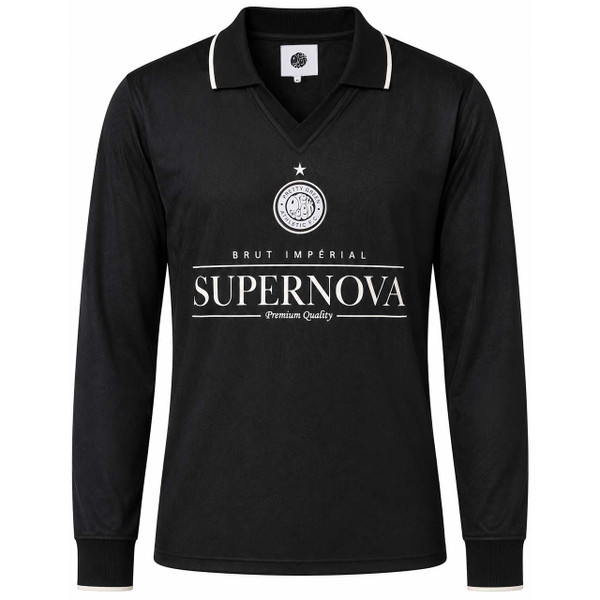 Pretty Green Supernova Skipper Neck Retro Football Top Black - Main View