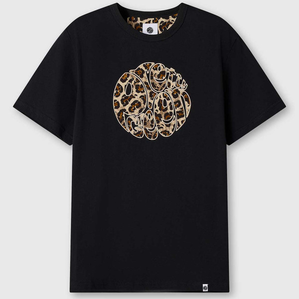 Pretty Green Voltaire Retro Leopard Paisley Print Logo T-shirt Black - Flat Shot