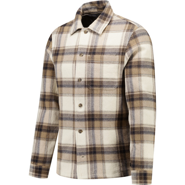French Connection Mens Retro Check Lined Overshirtshirt Jacket in Taupe Bone and Coffee Brown