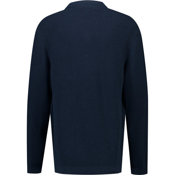 French Connection Mens Waffle Knit Trophy Polo V Neck Jumper in Navy