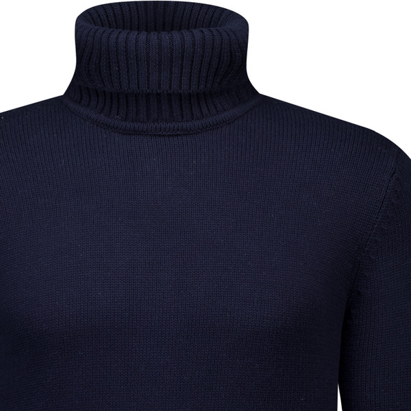 Trojan Mens Classic Submariner Roll Neck Knitted Jumper in Navy