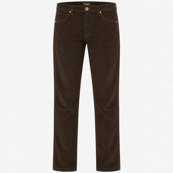 Wrangler Larston Needle Cord Slim Trousers Chocolate Torte - Front View