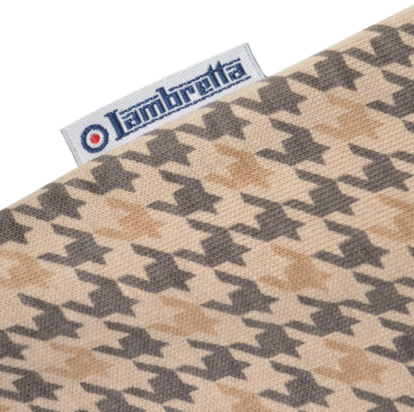 Tab label on Lambretta Twin Tipped Houndstooth Polo Shirt in Cashew