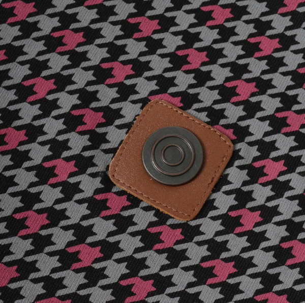 Badge on Lambretta Mod Twin Tipped Houndstooth Polo Shirt in Black/Burgundy
