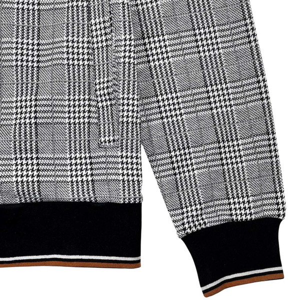 Merc Eastern Retro Glen Check Track Jacket Grey - Check Fabric Detail
