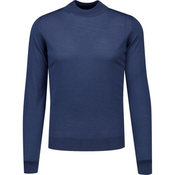 John Smedley Mens Harcourt Merino Mock Turtleneck Jumper in Teal Firth