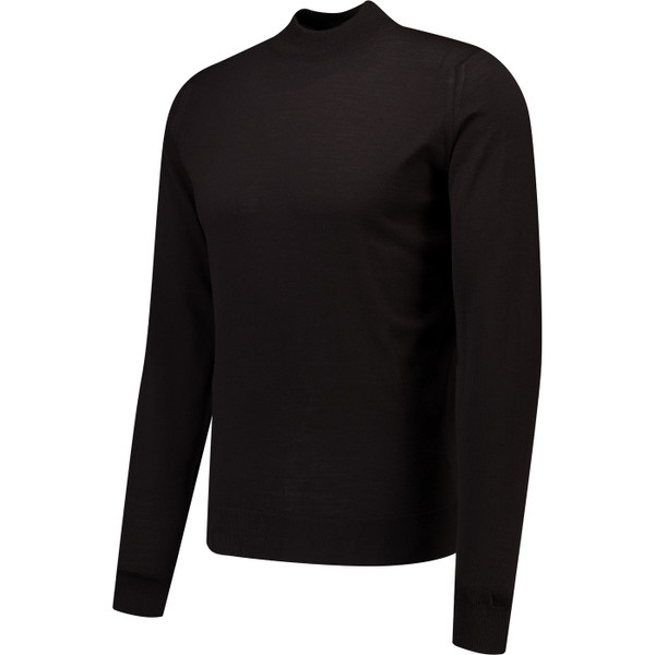 John Smedley Mens Harcourt Merino Mock Turtleneck Jumper in Faulkner Brown