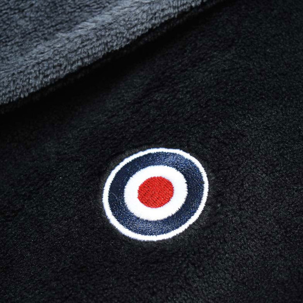 Mod target branding on Lambretta Men's Luxury Fleece Dressing Gown in Black/Grey
