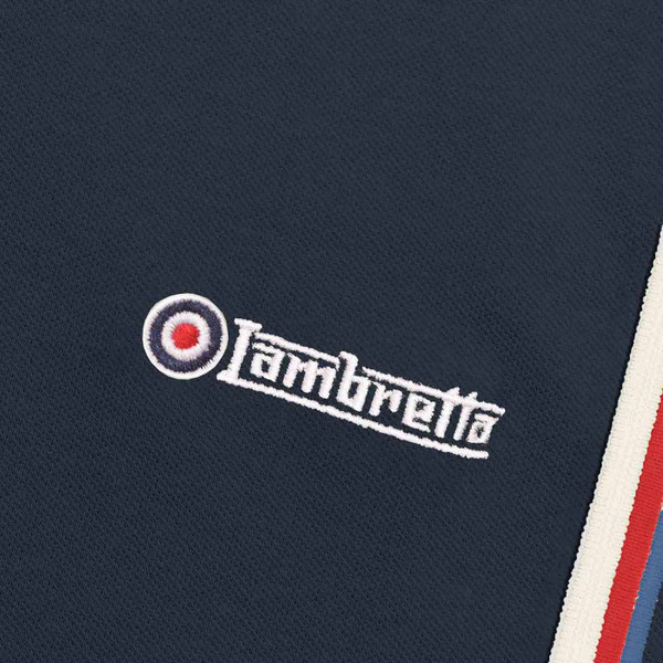 Lambretta Mod Triple Tipped Pique Polo Shirt in Dark Navy/Blue/Red/Jetstream