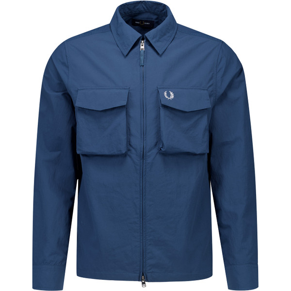 Fred Perry Mens Ripstop Pocket Zip Through Overshirt in Mod Blue