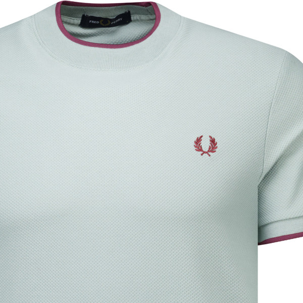Fred Perry Mens Mod Tipped Pique T-shirt in Silver Blue