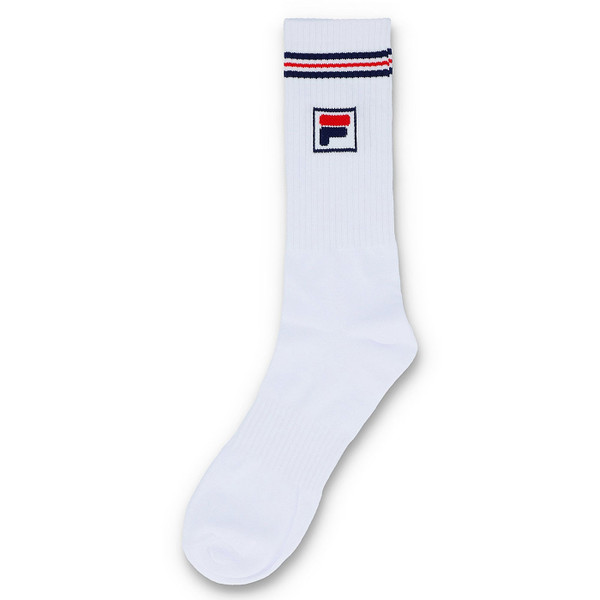Fila Vintage Men's Jent Retro Ribbed Sports Socks in White