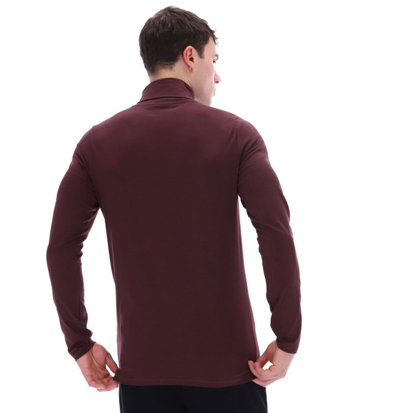 Back of Fila Vintage Men's Retro 70s 19th Roll Neck Top in Fudge Brown