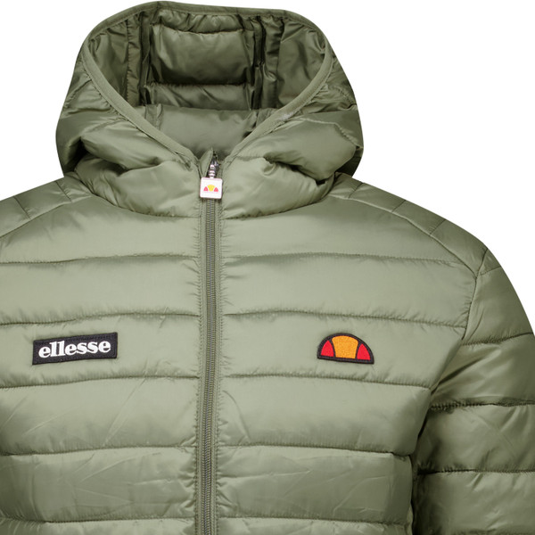 Ellesse Mens Lombardy Zip Padded Quilted Retro Ski Jacket in Olive Green