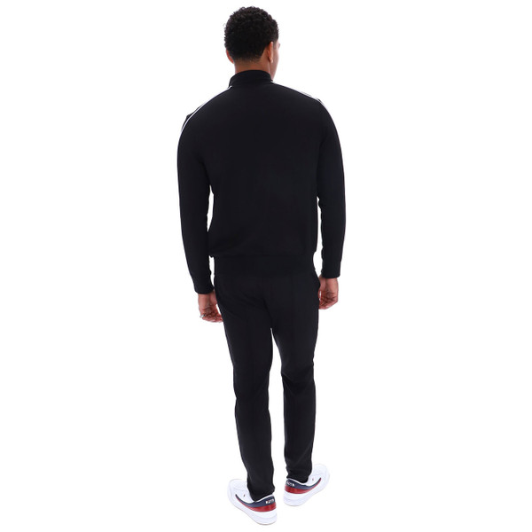 Back of Fila Vintage Men's Eldon Retro Piped Track Jacket in Black