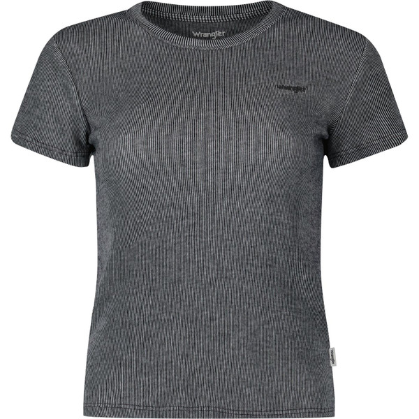wrangler womens slim fit micro rib stripe tshirt black