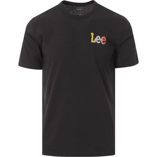 lee jeans mens living the life slogan back print tshirt washed black