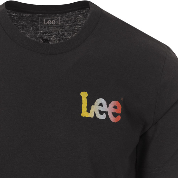 lee jeans mens living the life slogan back print tshirt washed black